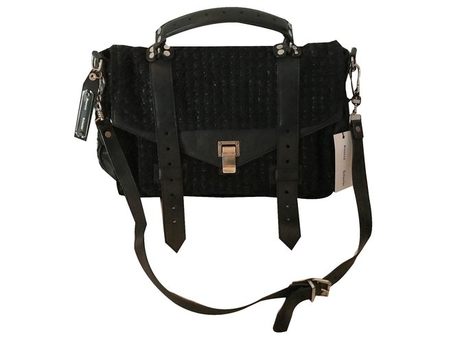 Proenza Schouler Handbags Black Leather Wool  ref.50616