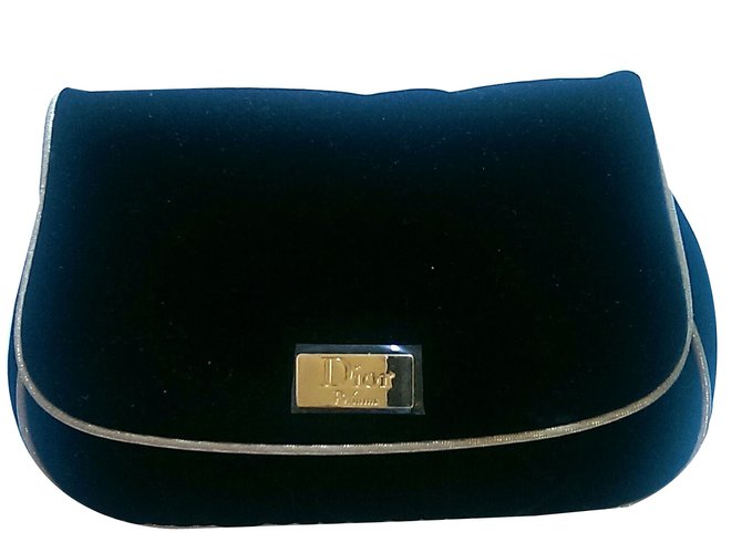 Christian Dior bolsa de maquillaje Negro Terciopelo  ref.50673