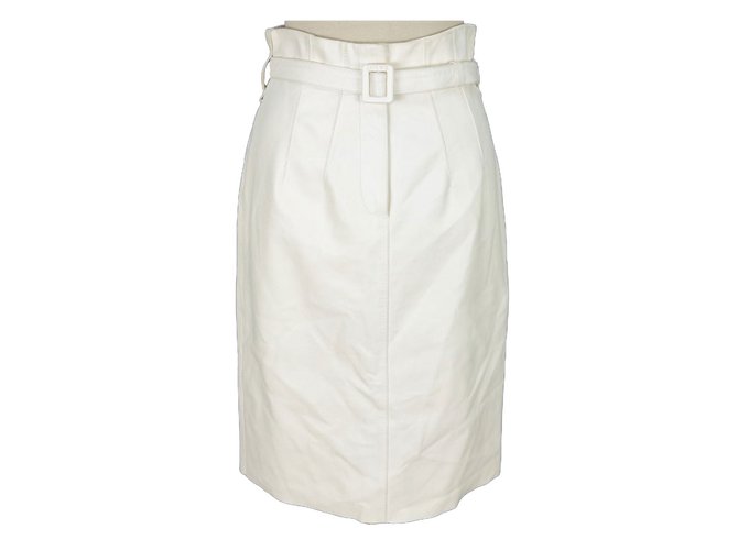 Falda de cuero de cordero con cintura alta de Loewe Blanco Piel de cordero  ref.50679