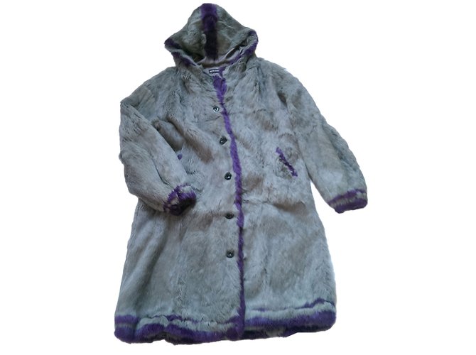Antik Batik Abrigo de piel de conejo Púrpura Gris antracita  ref.50680
