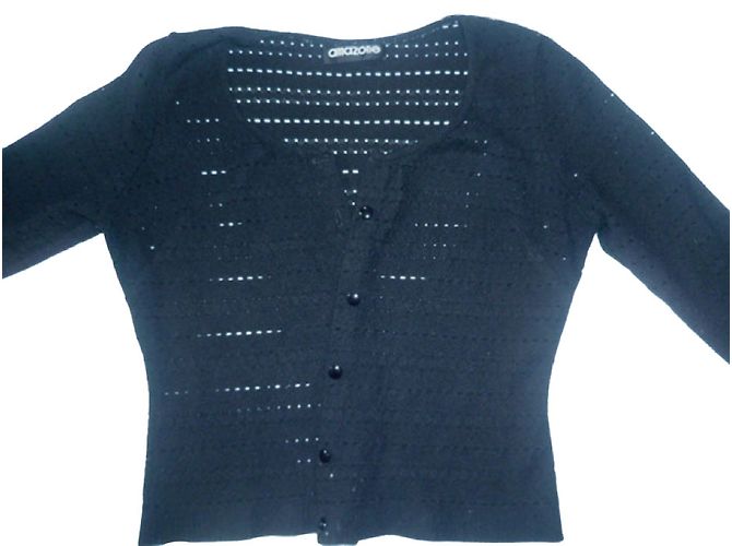 Autre Marque Conjunto Amazon de Chaleco y Camiseta de algodón negro calado
