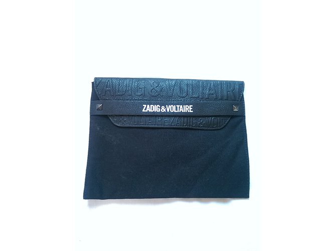 Zadig & Voltaire cotton flap pouch Black Polyester  ref.50700