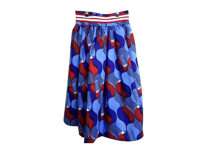 Gonna a stampa in cotone blu e rosso STELLA JEAN 42 IT Bianco Blu navy