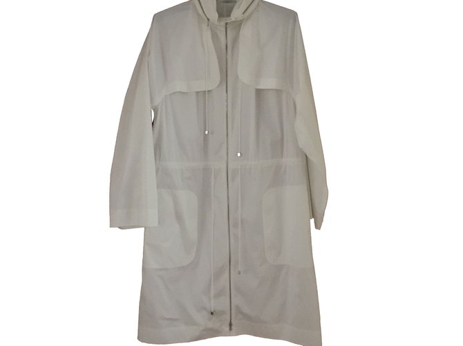 Hermès Coats, Outerwear White Polyester  ref.50720