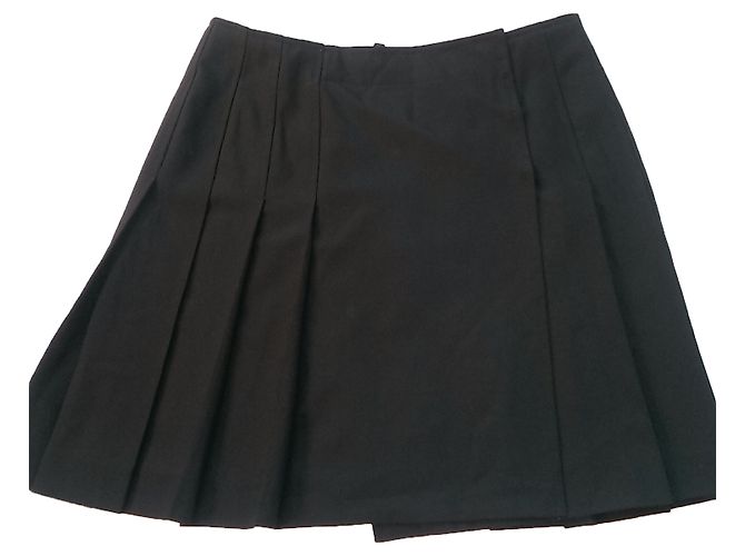 Falda corta plisada negra Tara Jarmon de lana Negro