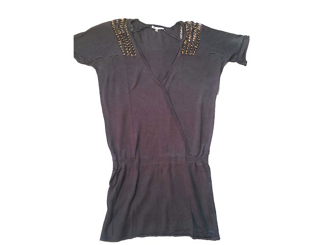 Vestido Maje Bigot gris de seda y lino Talla M