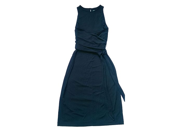 Ralph Lauren Ärmelloses Schwarzes Langer Kleid mit Gürtel S