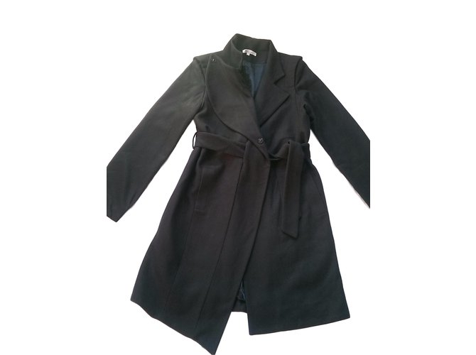 Les Petites Coats, Outerwear Black Navy blue Cashmere Polyester Wool  ref.50744