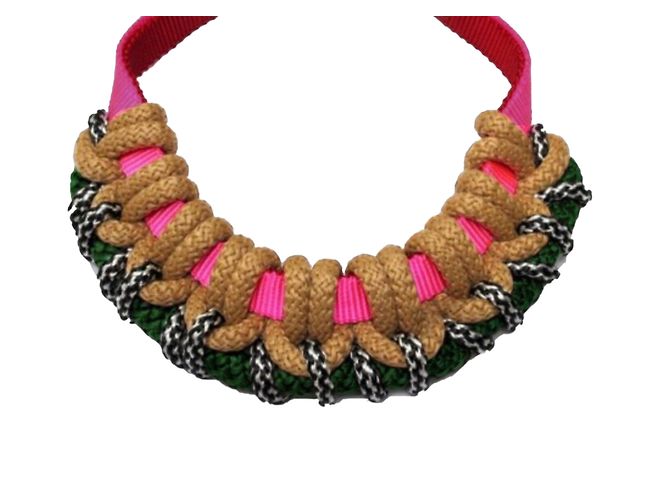 Autre Marque Collar reversible Claudia Savelli cinta fucsia y roja Multicolor