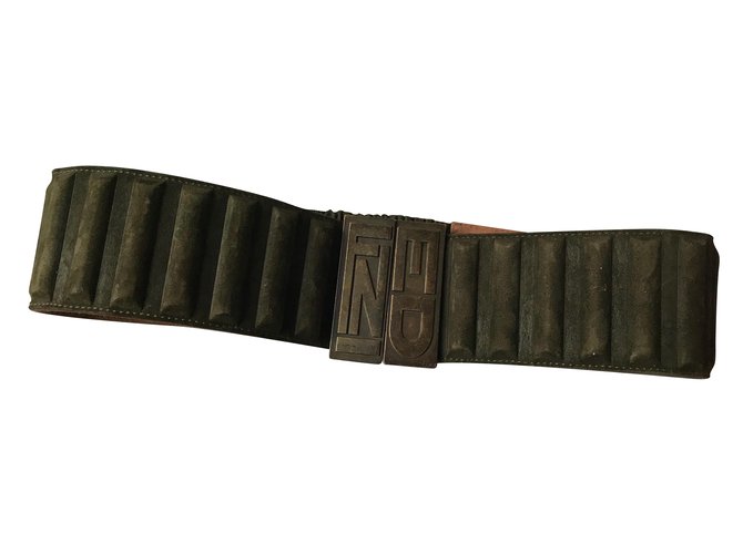 Fendi Belts Khaki Olive green Leather  ref.50829