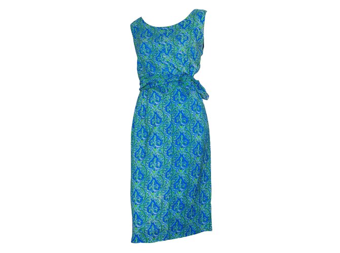 Autre Marque Vestido de neiman marcus Azul Verde Algodón  ref.50886