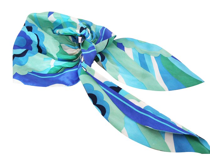 Juicy Couture bandana de plage Soie Bleu Multicolore Vert  ref.50907