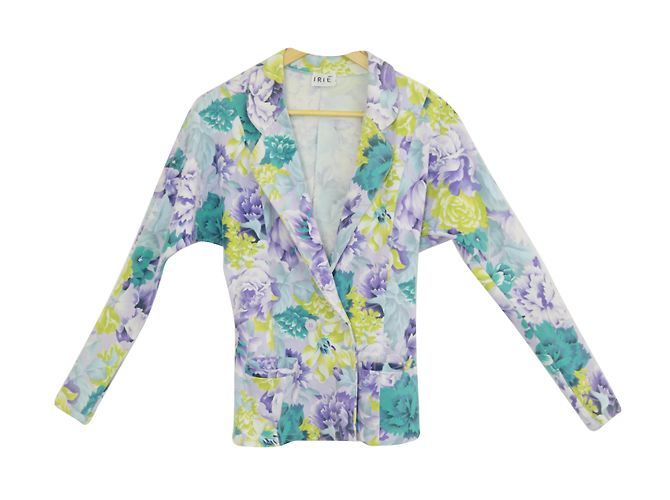 Blazer Irié de algodão com estampa floral roxa multicolorida Verde