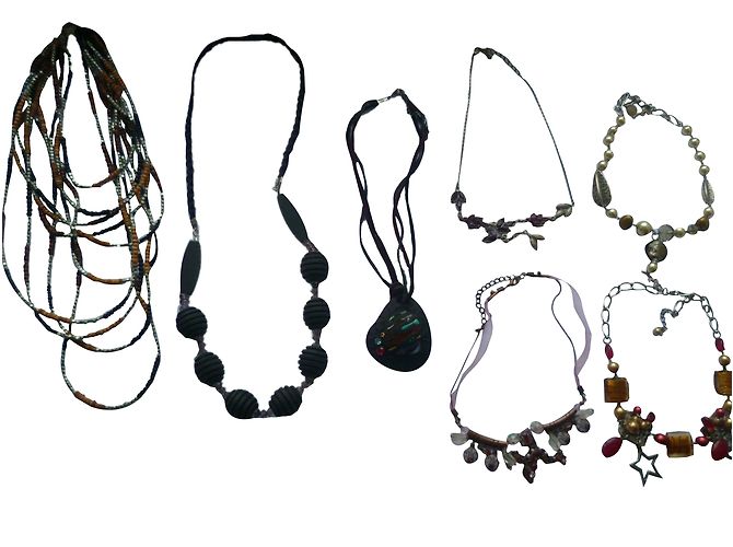 Set di 7 collane e 2 bracciali inconnue in acciaio Multicolore