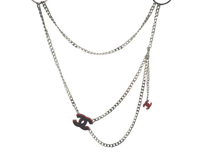 Chanel Lunga collana / cintura Argento Metallo Plastica  ref.51067