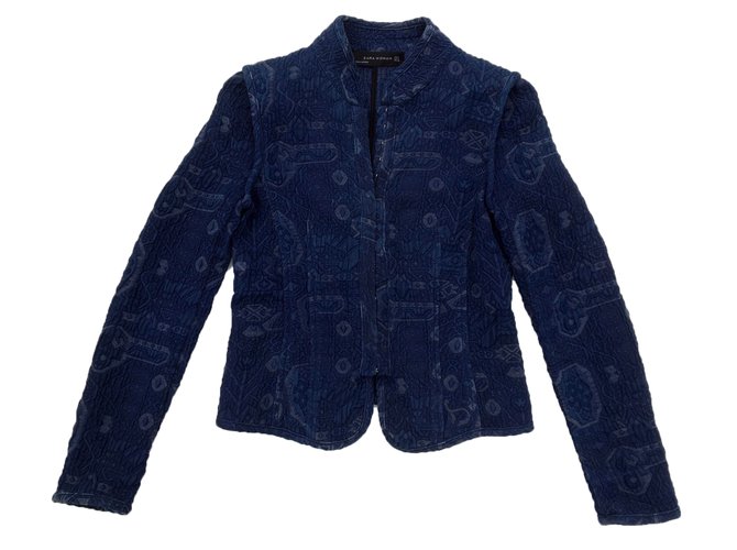 Zara Jackets Blue Cotton  ref.51087