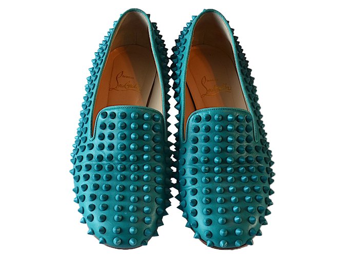 Christian Louboutin Flats Blue Leather  ref.51097