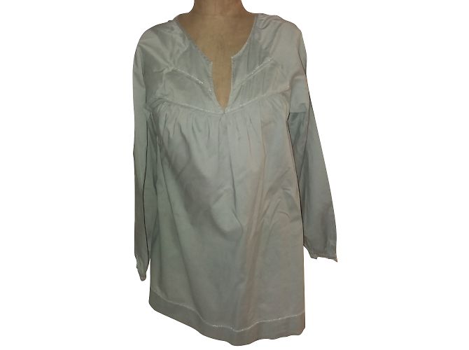 Blusa Berenice de algodão cinza com bordados Tamanho M