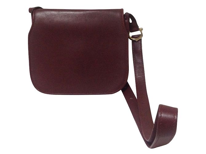 Borsa a tracolla Cartier in pelle rosso scuro Bordò
