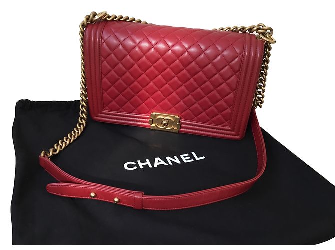 borsa chanel boy Rosso Pelle