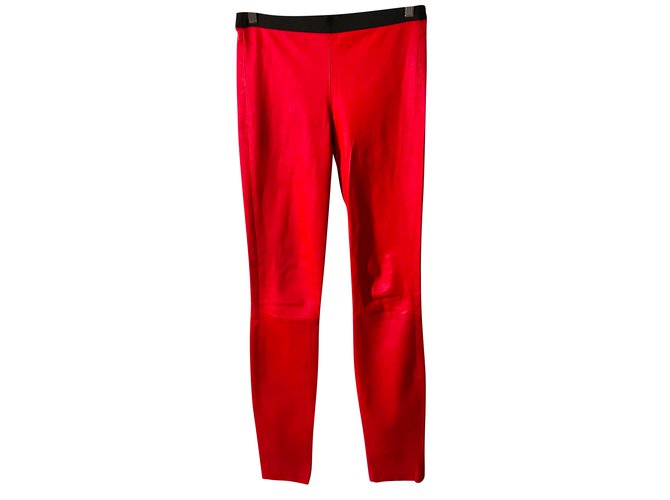 Theory calça, leggings Preto Vermelho Pele de cordeiro  ref.51202