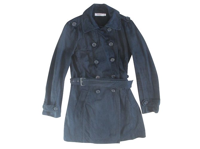 Gabardina de algodón negra Comptoir Des Cotonniers 40FR Negro