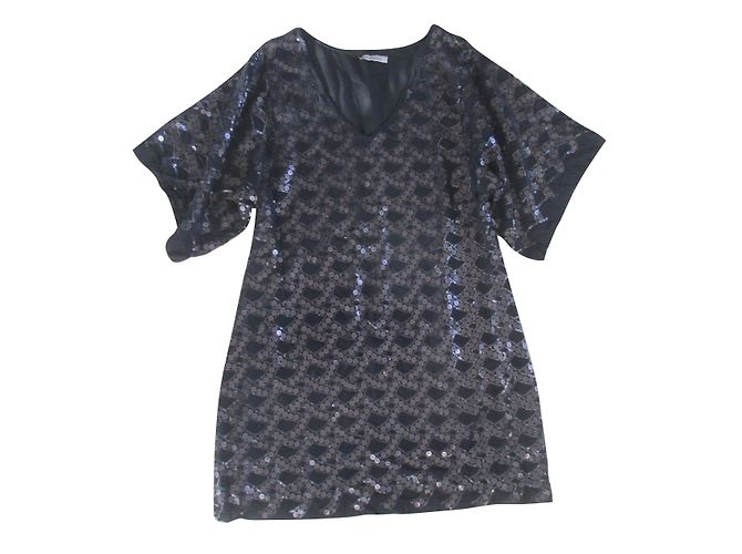 Scarlett Roos Kleid schwarz mit Pailletten Metallisch