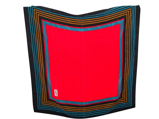 Yves Saint Laurent Silk scarf Red  ref.51254