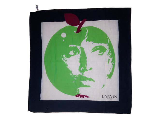 Lanvin Silk scarves White Green Cotton  ref.51356