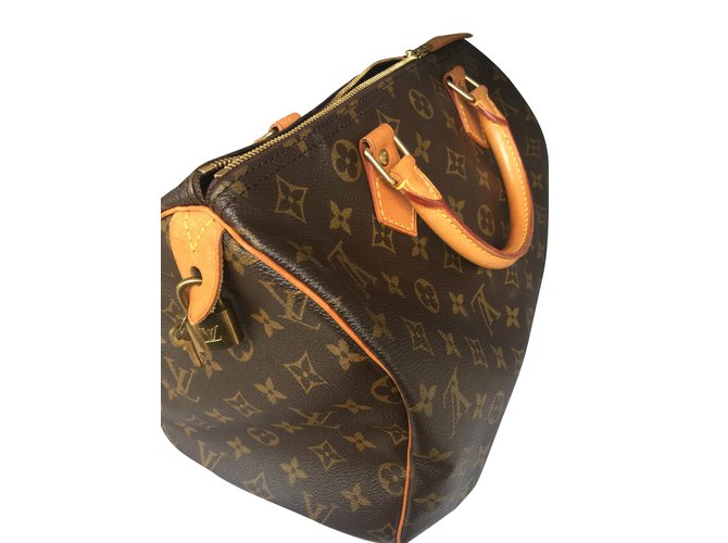 Louis Vuitton Speedy 30 Dark brown Cloth  ref.51386