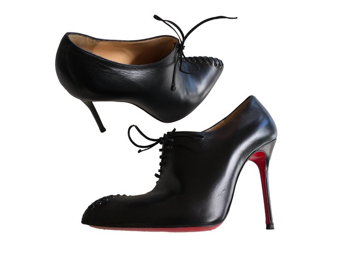 Christian Louboutin Ankle Boots Black Leather  ref.51425