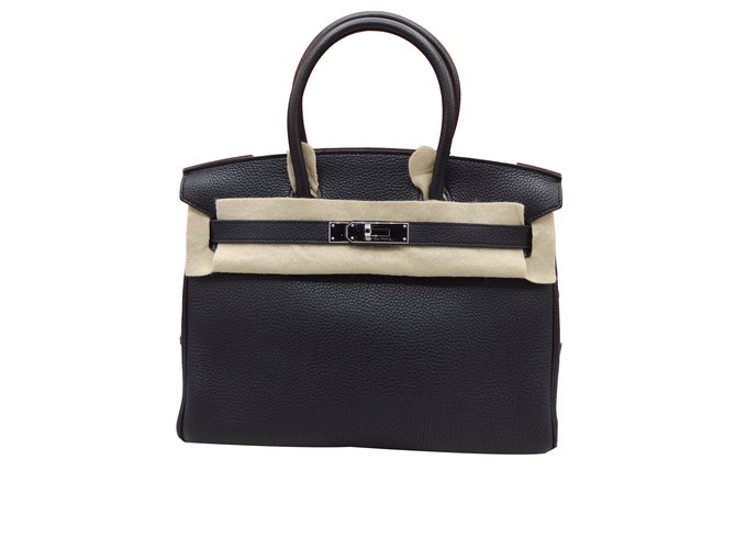 Birkin Hermès Handbags Black Leather  ref.51432