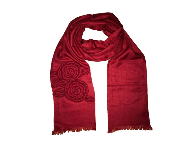 Chanel sciarpe Rosso Cachemire  ref.51462