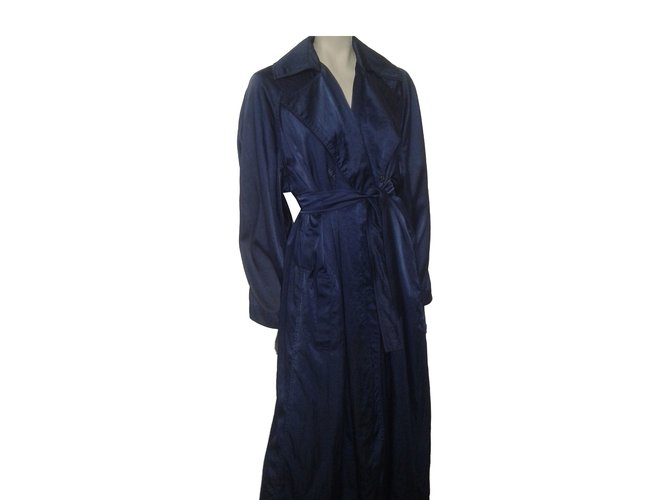 Alaïa Trench coat Polyester Bleu Marine  ref.51467