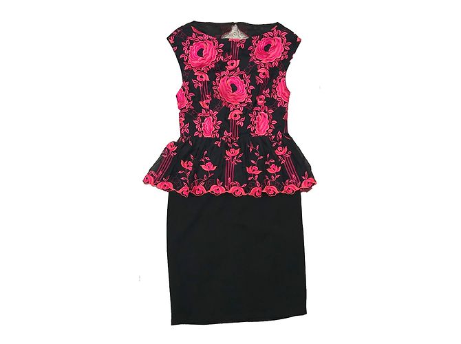 Vestido de cóctel Alice + Olivia de seda negro y rosa