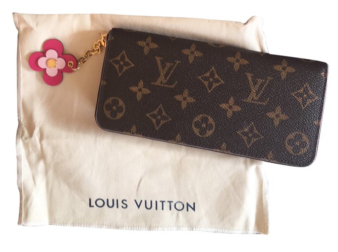 Louis Vuitton Clemence wallet bloom Cuir Marron  ref.51543