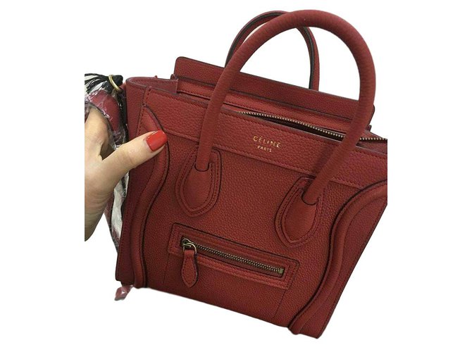 celine nano luggage red