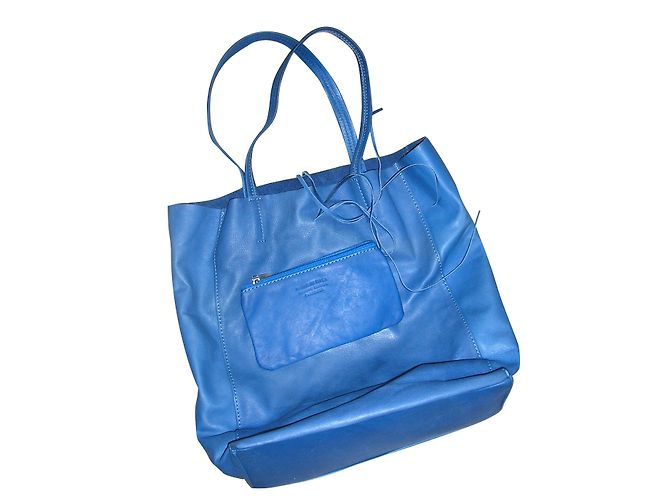 No Brand Borsa a mano in pelle blu con pochette