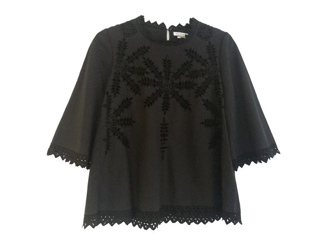 Isabel Marant Etoile blouse brodée Coton Noir  ref.51722