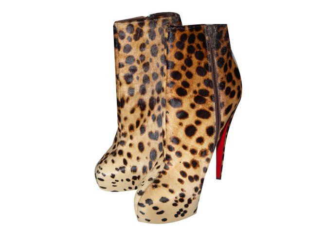 Christian Louboutin Ankle Boots Leopard print Pony-style calfskin  ref.51726