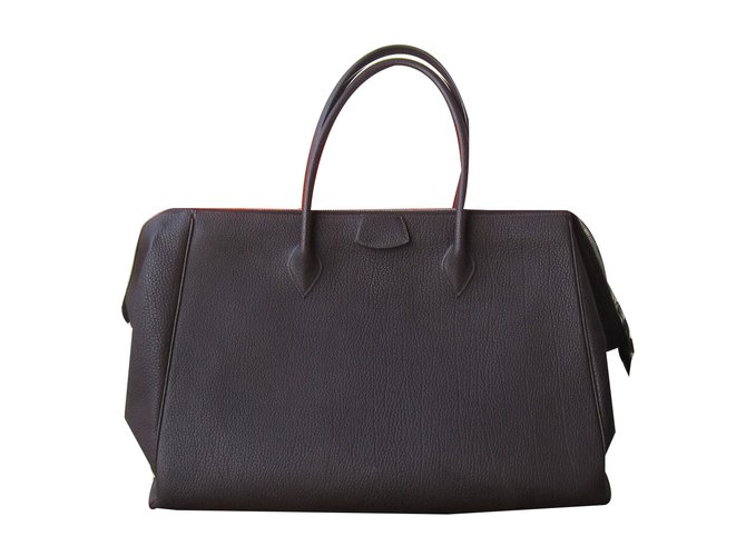 Hermès Handbags Dark brown Leather  ref.51745