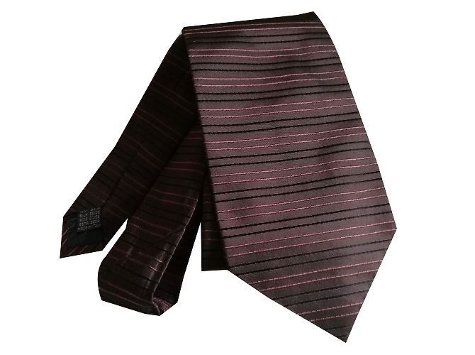 Autre Marque Baldini Silk Tie Ebony Black Stripes