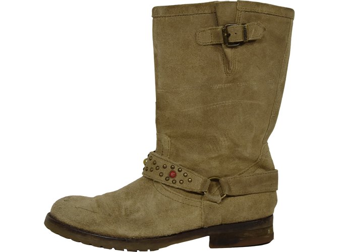 Bottines Pom d'Api Beige Daim 