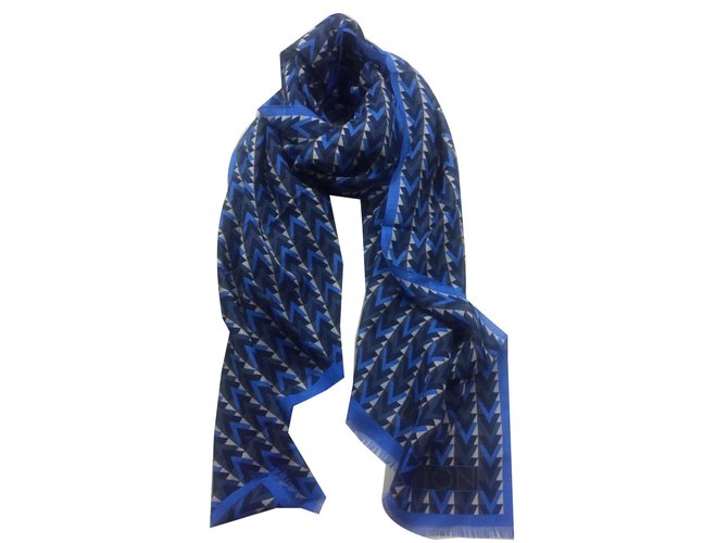 Louis Vuitton Scarves Blue Cotton Linen  ref.51792