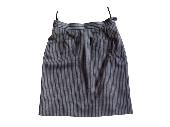 Yves Saint Laurent Skirts Black Grey Wool  ref.51801