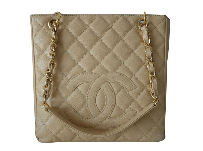 Chanel Handbags Beige Leather  ref.51813