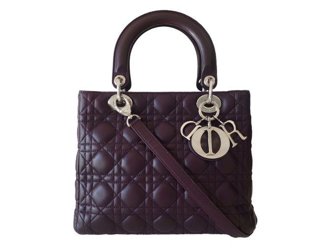 Christian Dior LADY DIOR MM Purple Leather  ref.51816