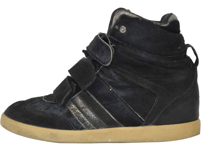Serafini Sneakers Black Leather Fur Deerskin  ref.51894
