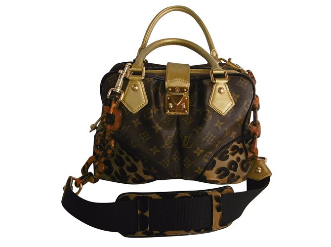 Bolso satchel leopardo de Louis Vuitton Adele Multicolor Charol Paño Pitón  ref.63491