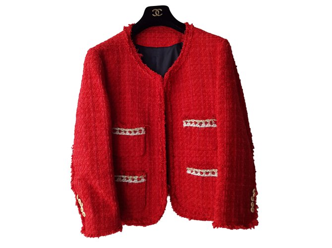 Zara Giacche Rosso Tweed  ref.51923